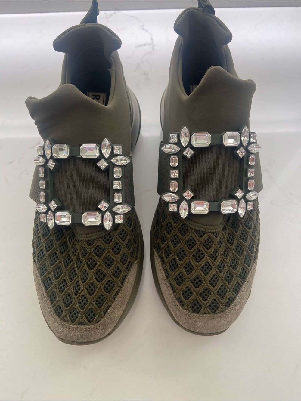 Roger Vivier Viv Sneaker Crystal-Embellished Slip-On Sneakers New Without Box
